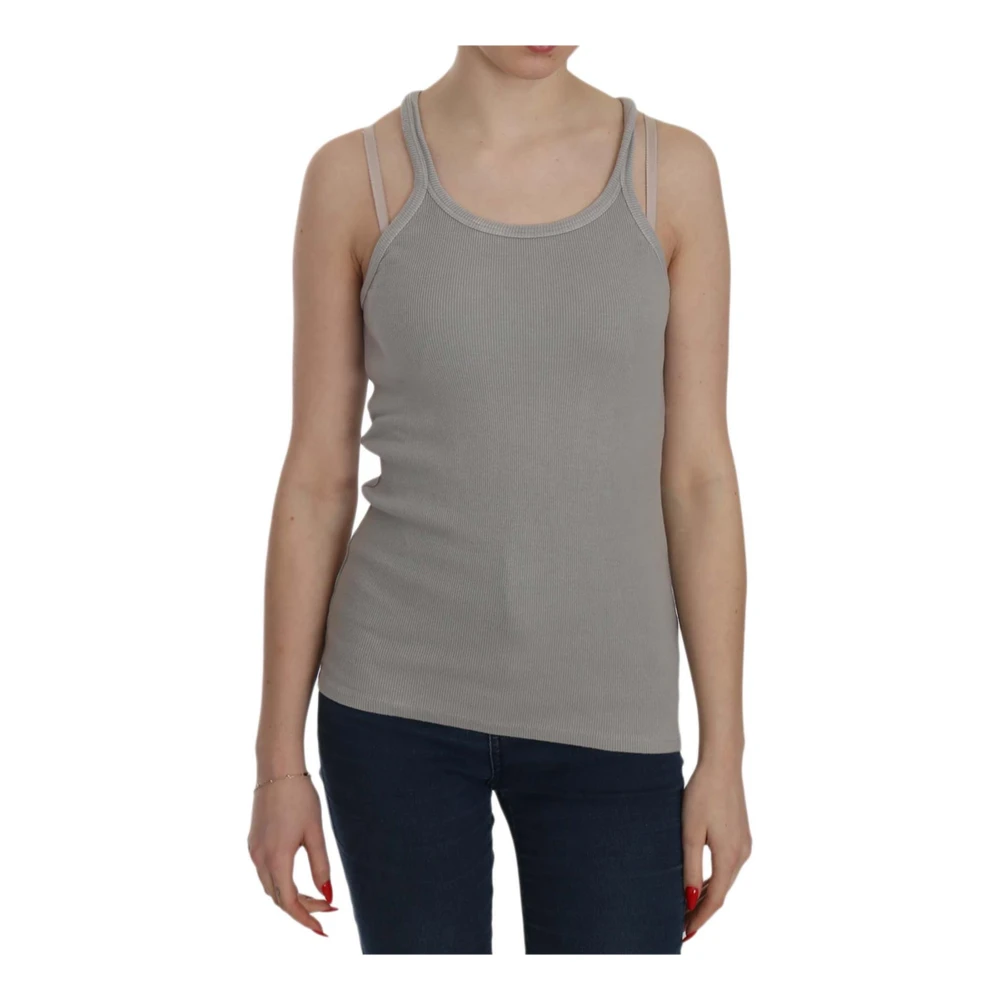 Pink Memories Women's Gray Sleeveless Tops,, Grey Sleeveless Spaghetti Strap Top Blouse Large