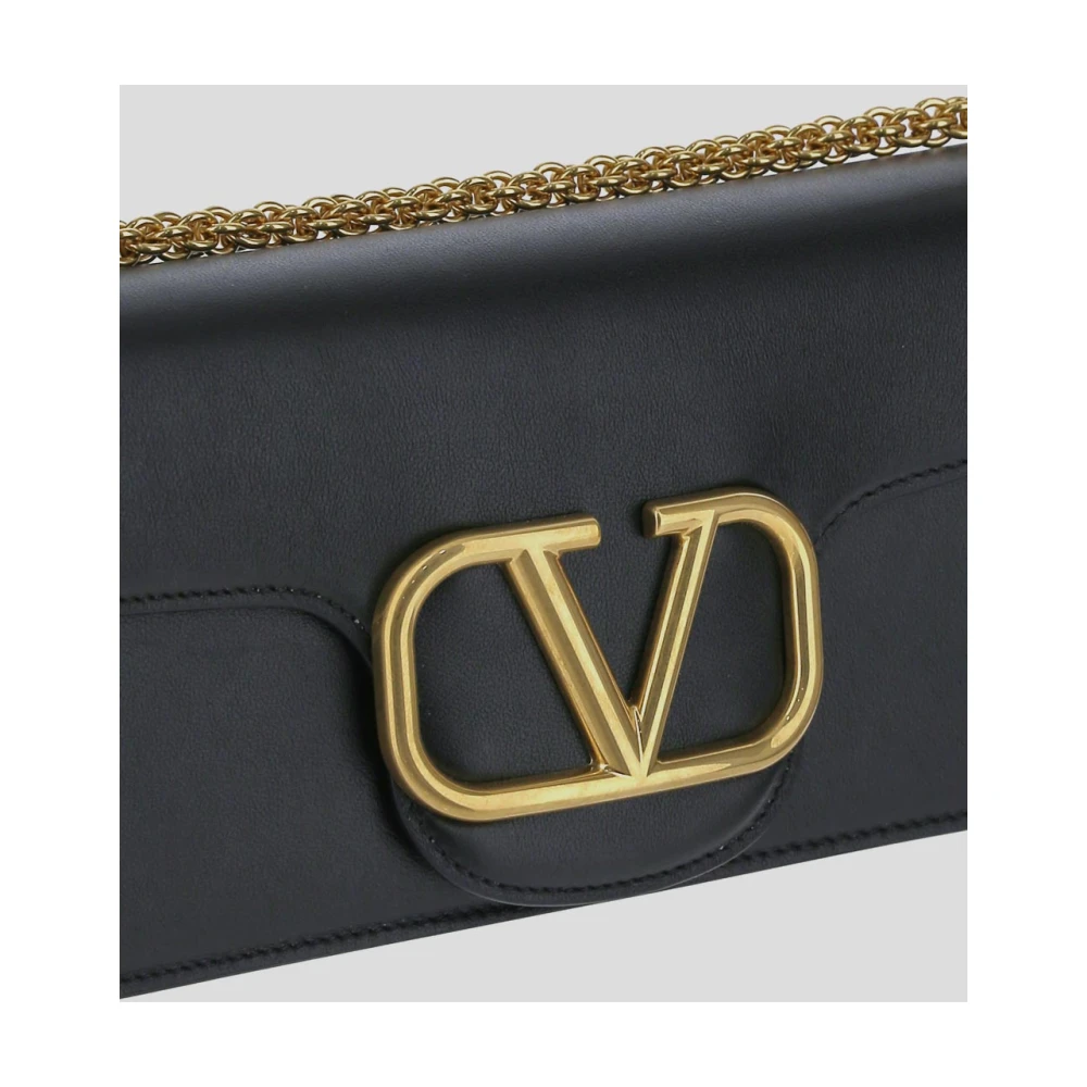 Valentino Garavani Leren Logo Tas Black Dames