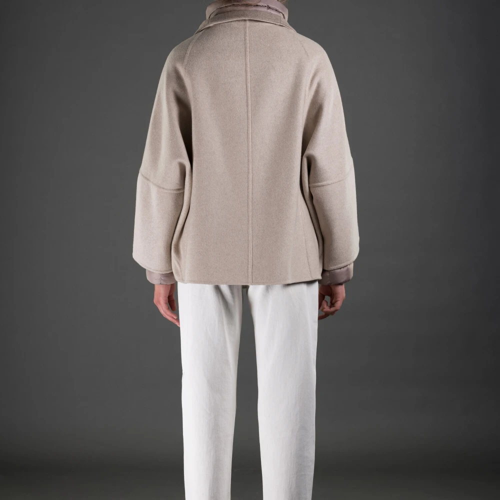 Moorer Geometrische Pea Coat met Afneembare Donsjas Beige Dames