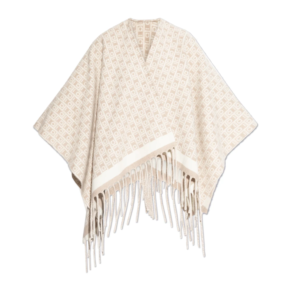 Salvatore Ferragamo Poncho met monogram Beige Dames