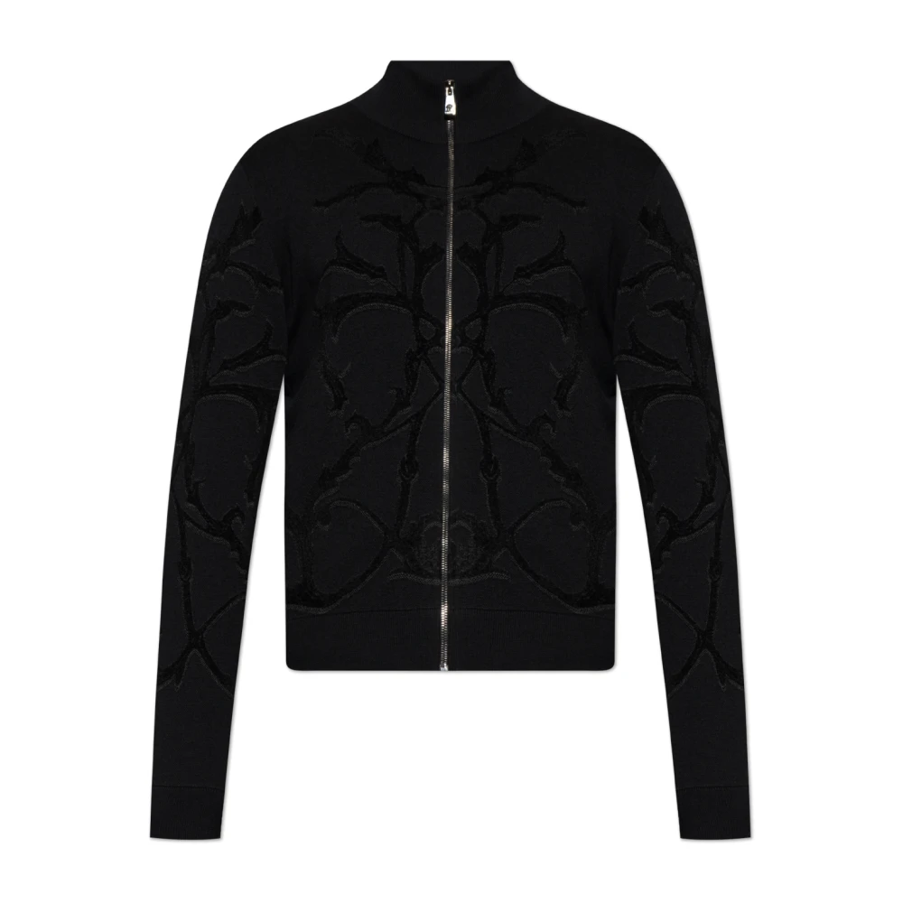 Versace Cardigan met opstaande kraag Black Heren