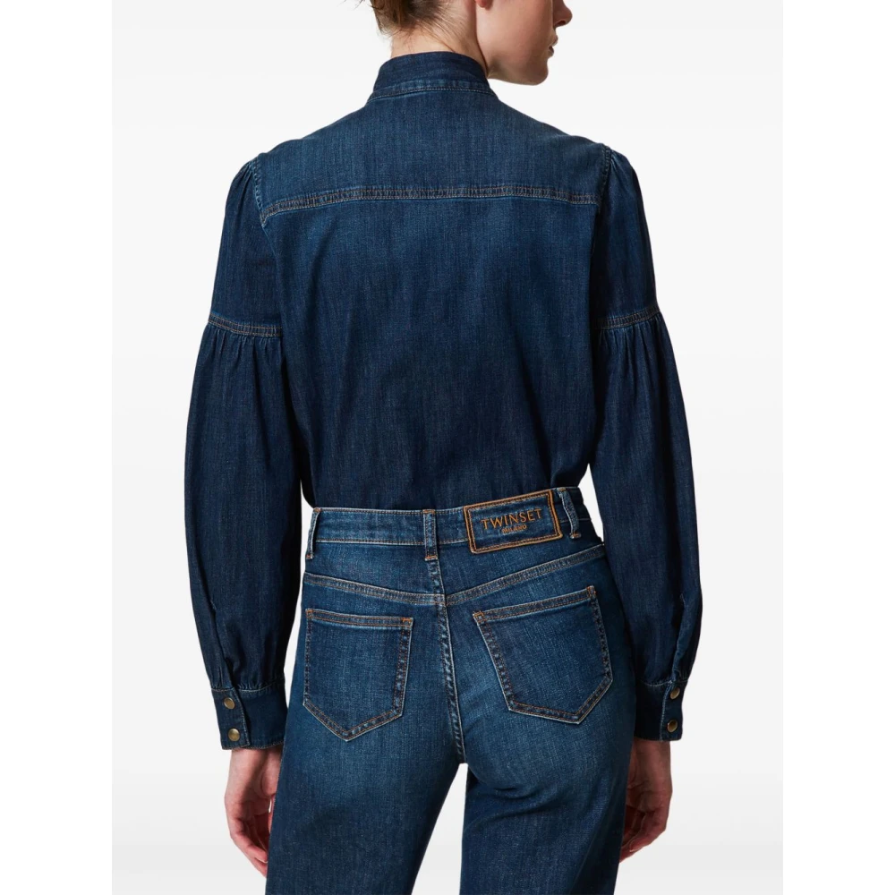 Twinset Blauw Overhemd met Drukknopen Blue Dames