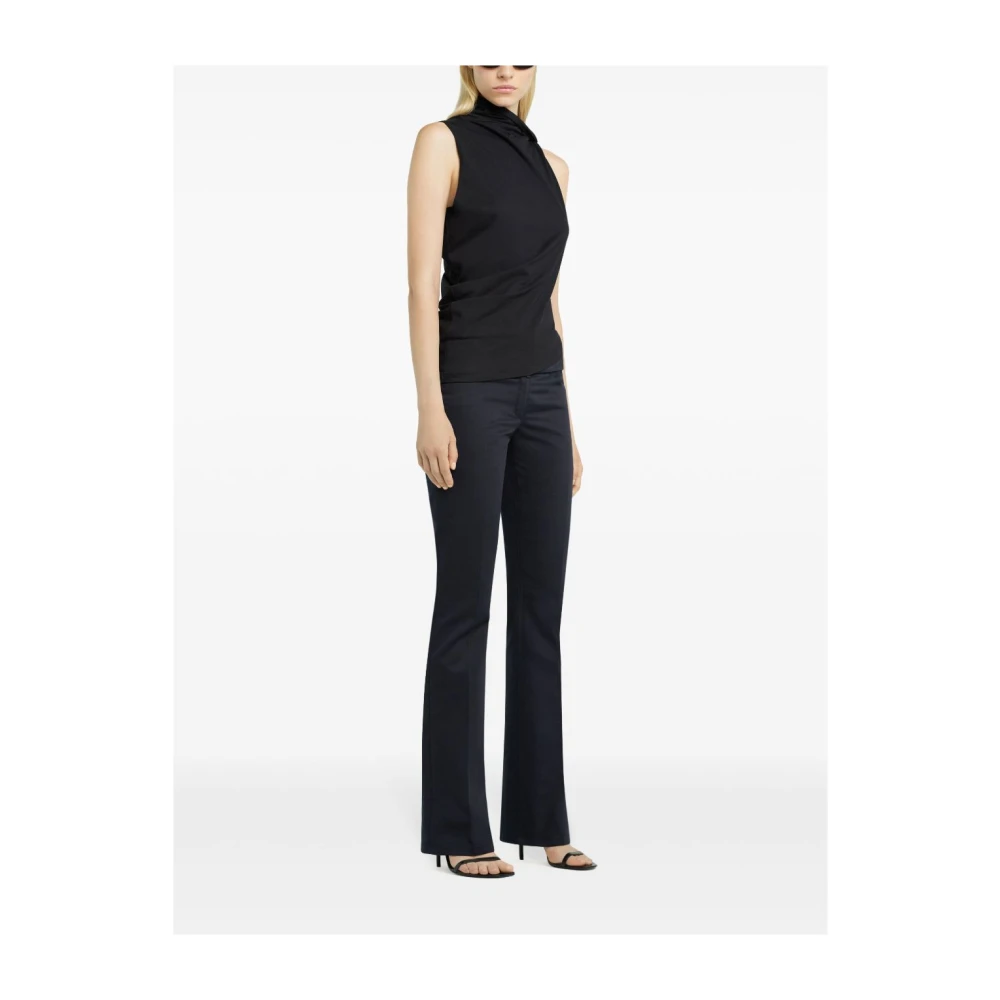 Courrèges Zwarte Mouwloze Jersey Top met AC Borduurwerk Black Dames