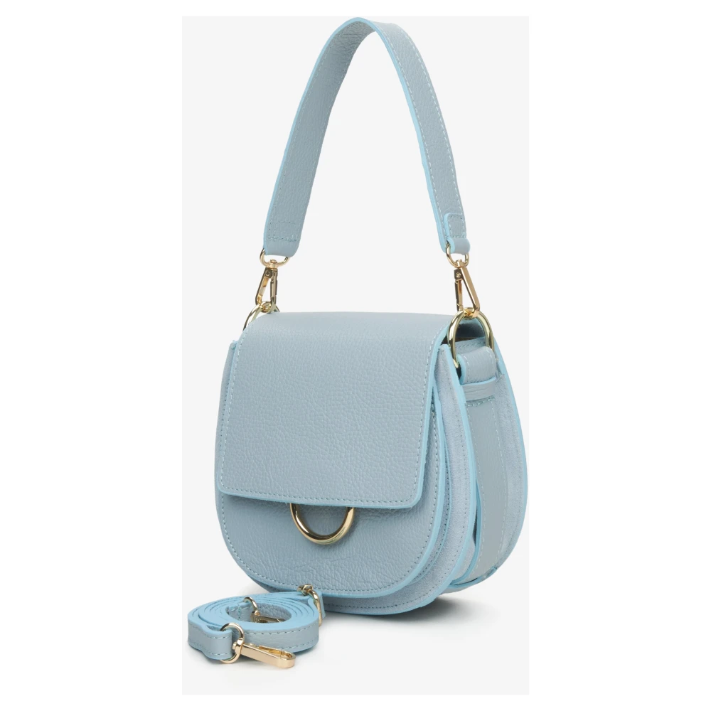 Estro Italiaans Leren Kleine Blauwe Crossbody Tas Er00115065 Blue Dames