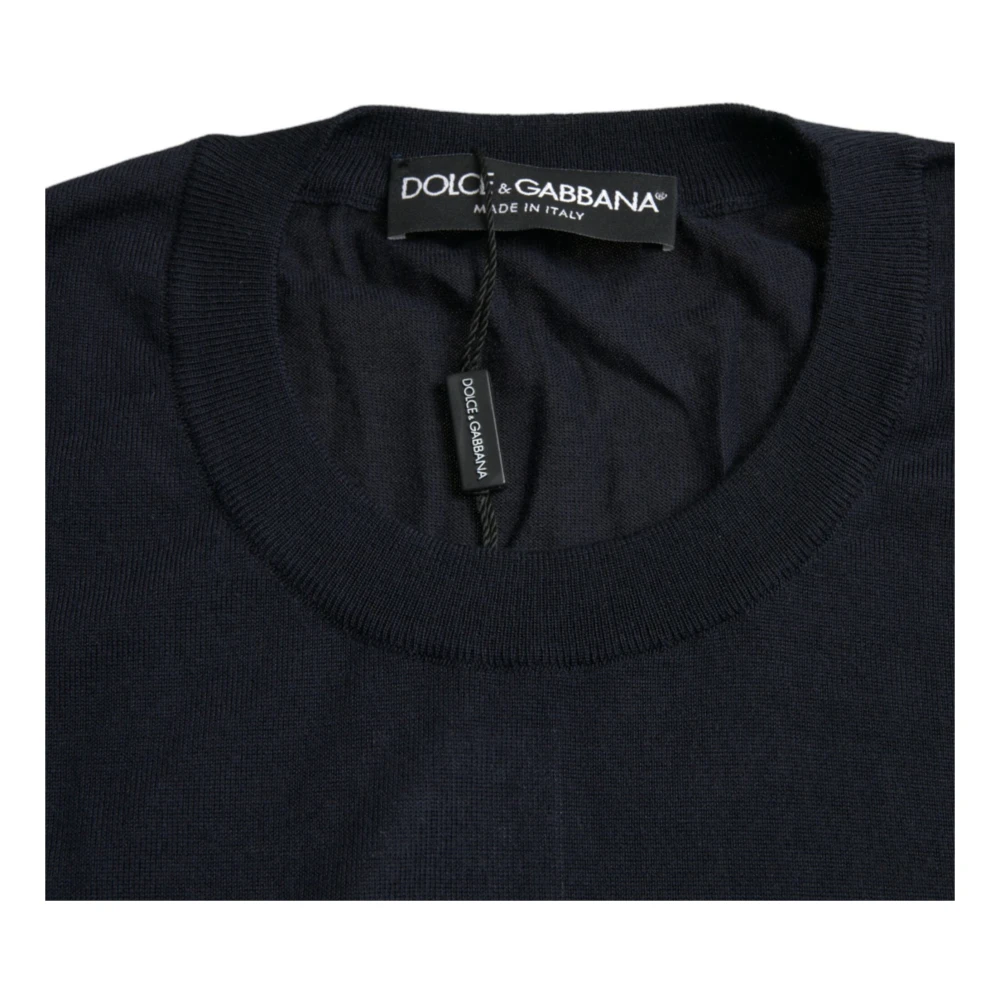 Dolce & Gabbana Blauwe Cashmere Bij Crewneck Sweater Blue Heren