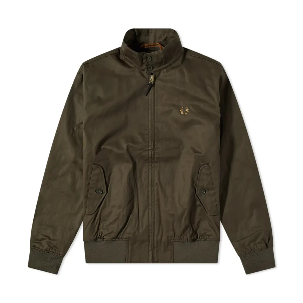 Fred Perry Vaxad bomull harrington jacka Green, Herr