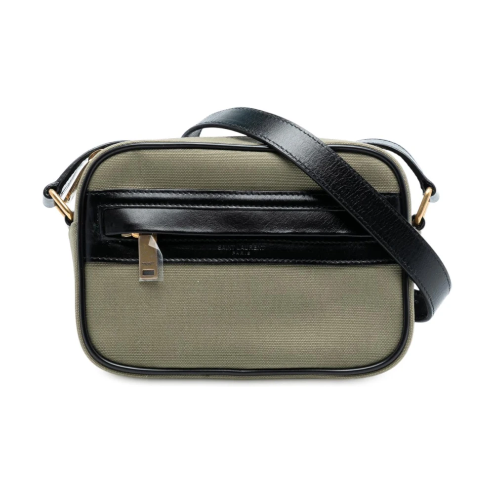 Saint Laurent Vintage Women's Green Pre-Owned Canvas Crossbody Bag