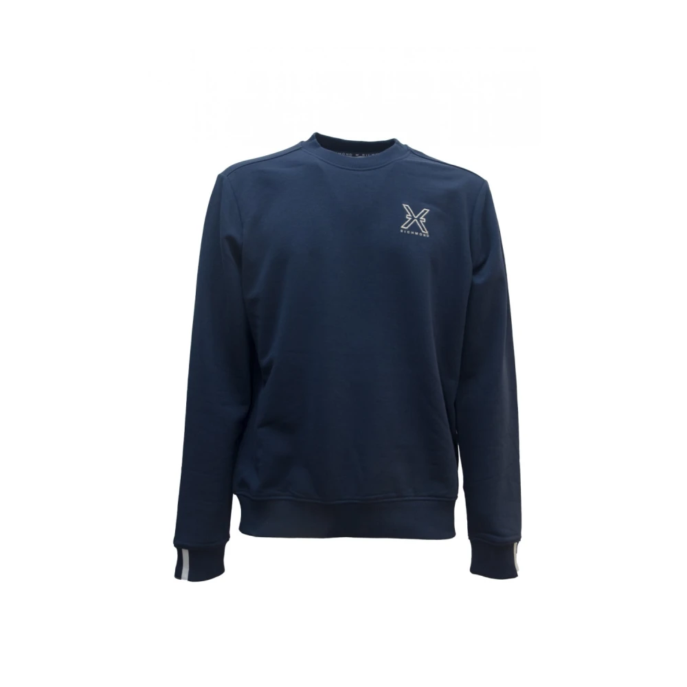John Richmond Blauwe Katoen Polyester Sweater Uma24002Fe P8 Blue Heren