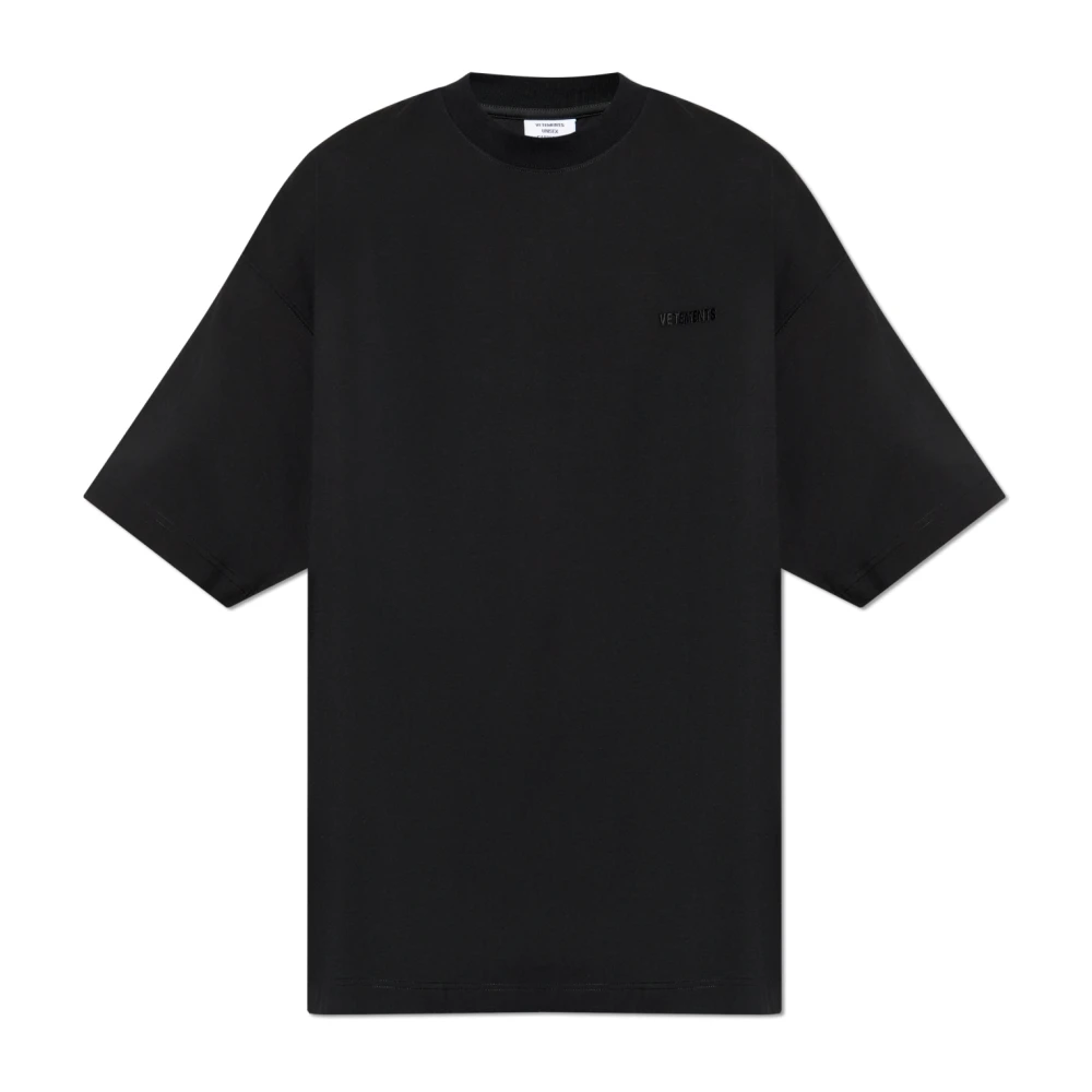 Vetements T-shirt met geborduurd logo Black Heren