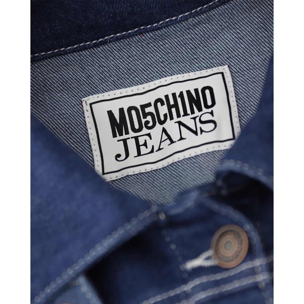 Moschino Patchwork Cropped Denim Jacket Blue Dames