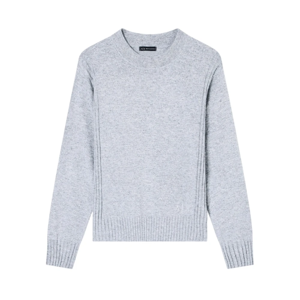 Armani Exchange Gray Regular Fit Crew Neck Jumper - Female - Round-Neck Knitwear - M - Knitwear
