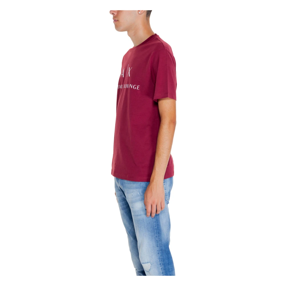 Armani Exchange Print Ronde Hals T-shirt Bordeaux Red Heren