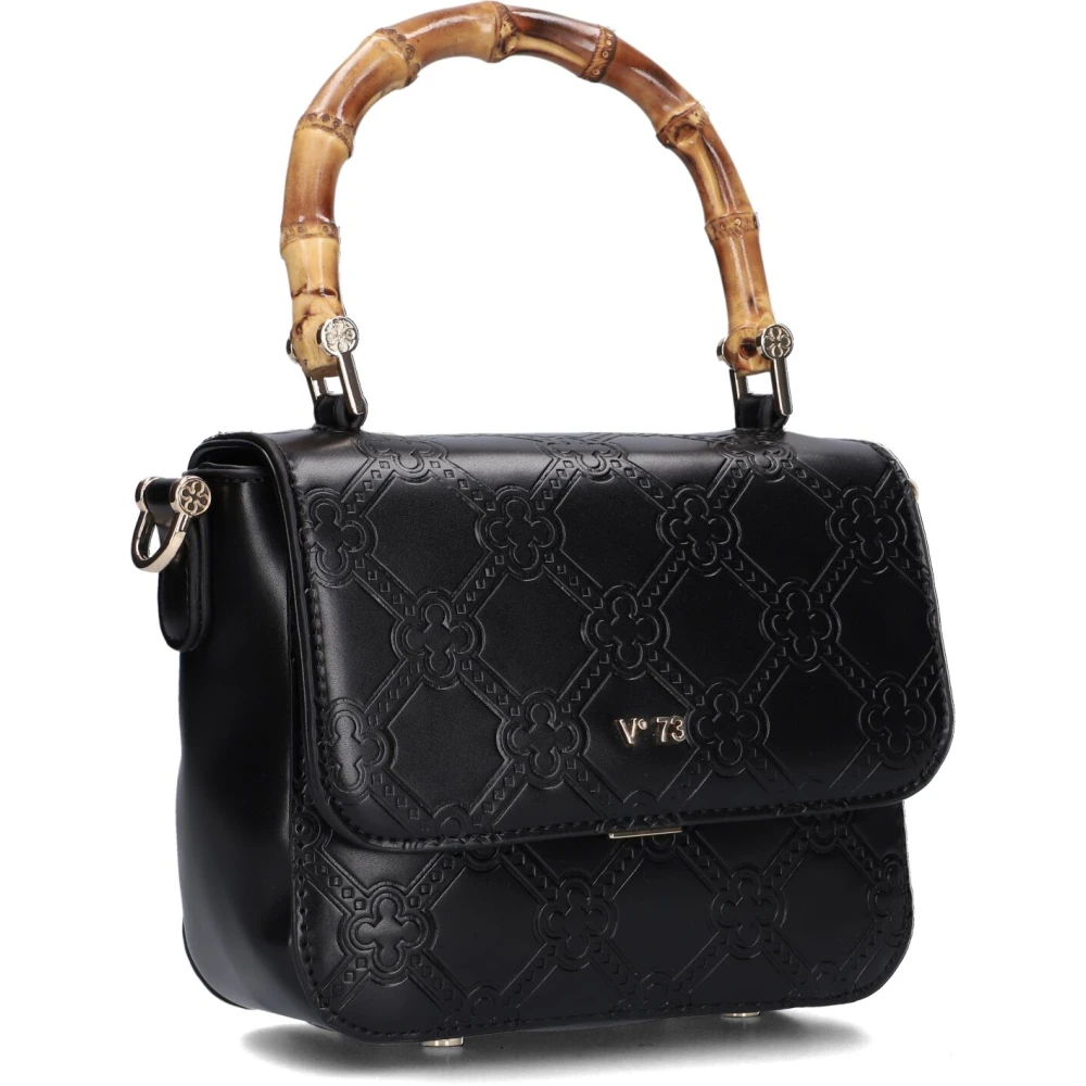V73 Zwarte Leren Schoudertas Perla Satchel Black Dames