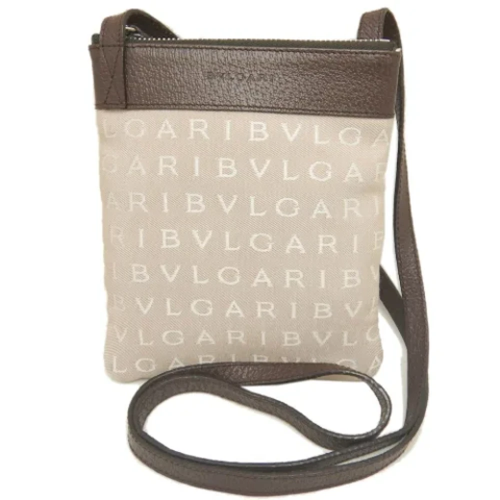 Bvlgari Vintage Pre-owned Canvas shoulder-bags Beige Dames