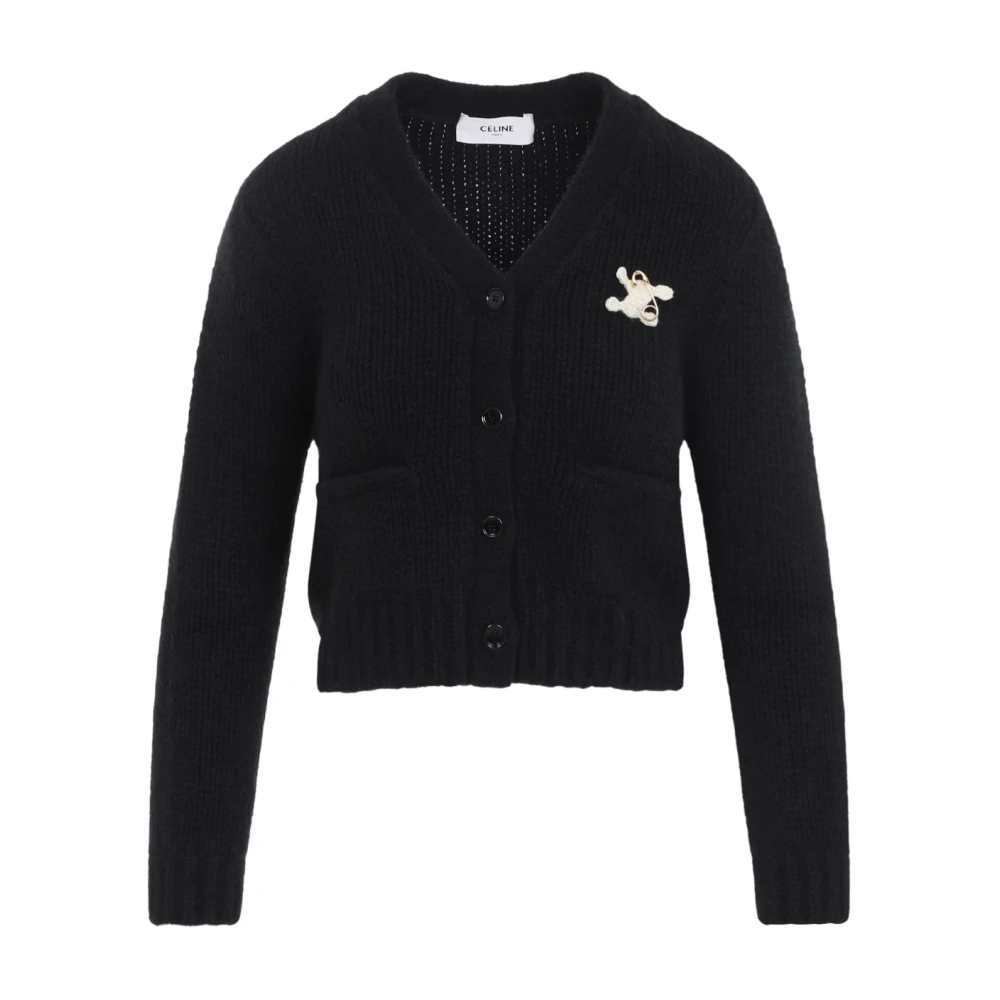 Celine Women's Black Cashmere Knitwear, M, Cardigan In Cashmere And Silk