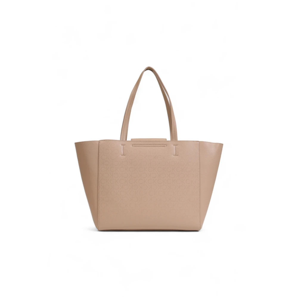 Calvin Klein Medium Shopper Tas Herfst Winter Collectie Beige Dames