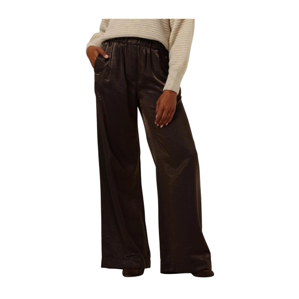 By-Bar Bronze Metallic Wide Leg Pants Brown Dames