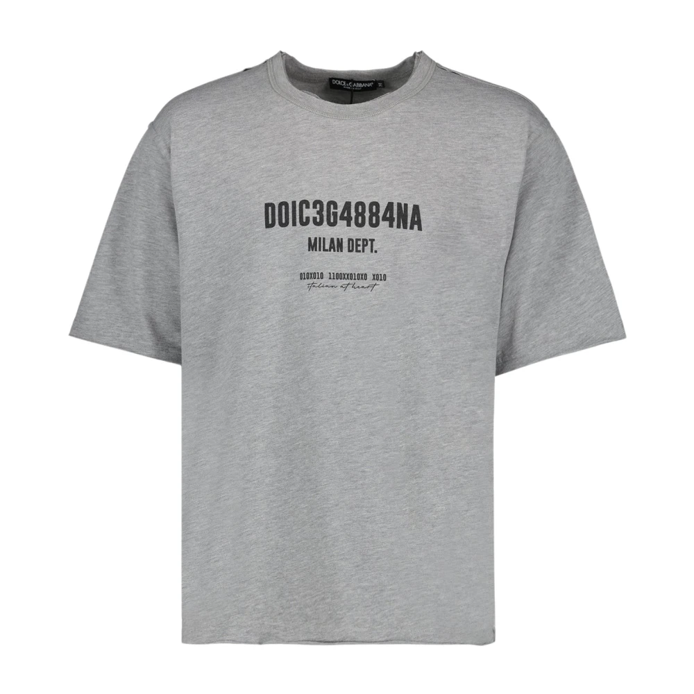 Dolce & Gabbana Grijze Katoenen T-shirt met Oversized Pasvorm Gray Heren
