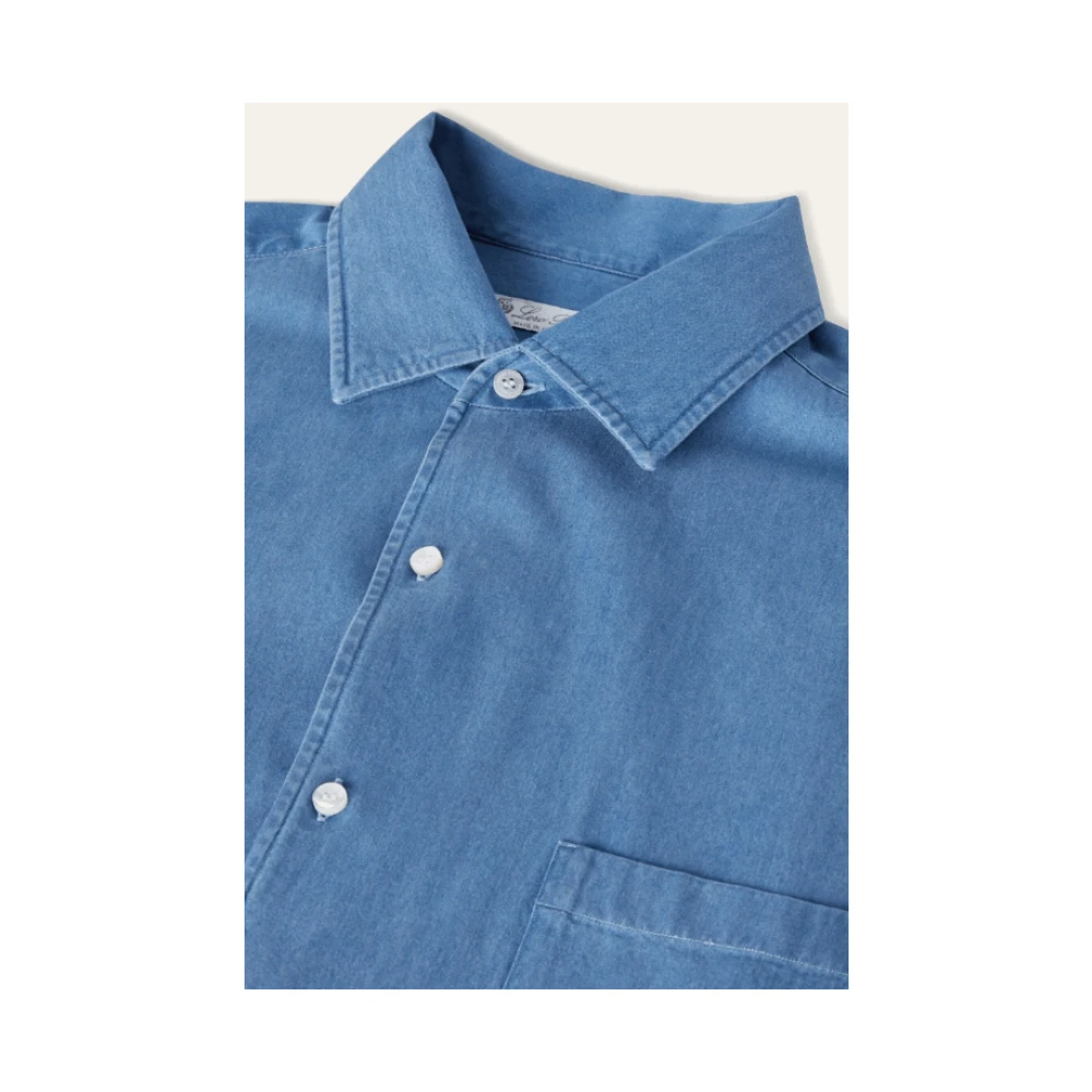 Loro Piana Blauw Katoen-Denim Vrijetijdsshirt Blue Heren