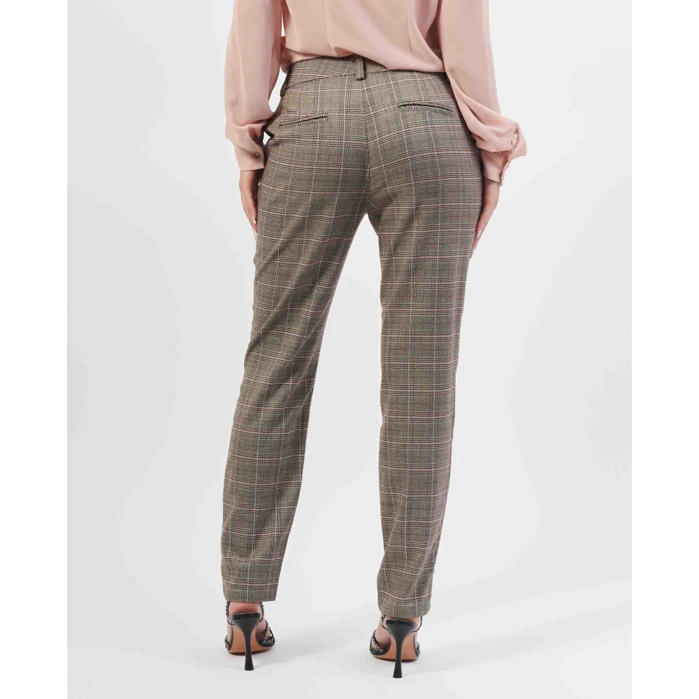 Fracomina Geruite Slim Fit Broek Multicolor Beige Dames