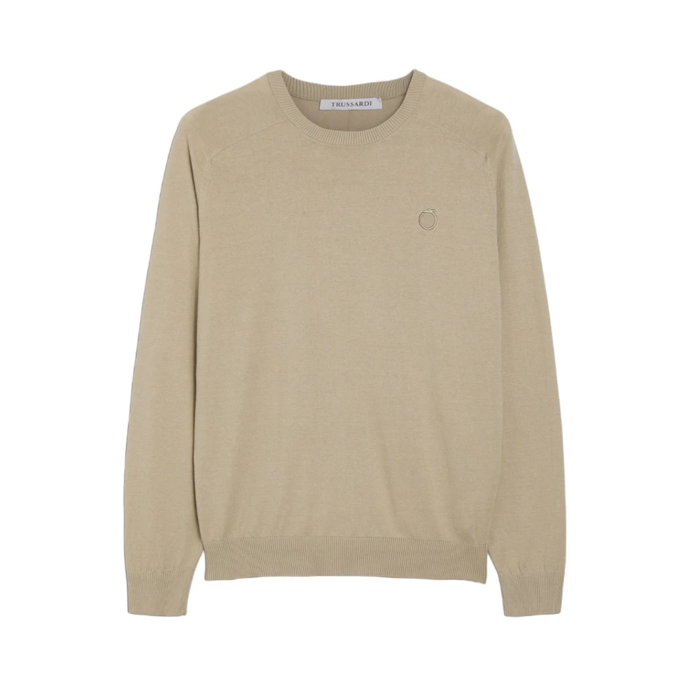 Trussardi Men's Beige Round-Neck Knitwear, 2XL, Crew Neck T-Shirt