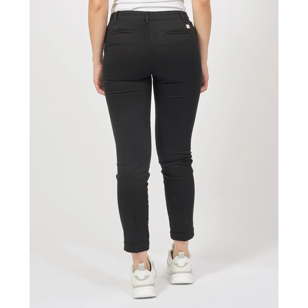Fracomina Zwarte Carrot Mom Fit Broek Black Dames