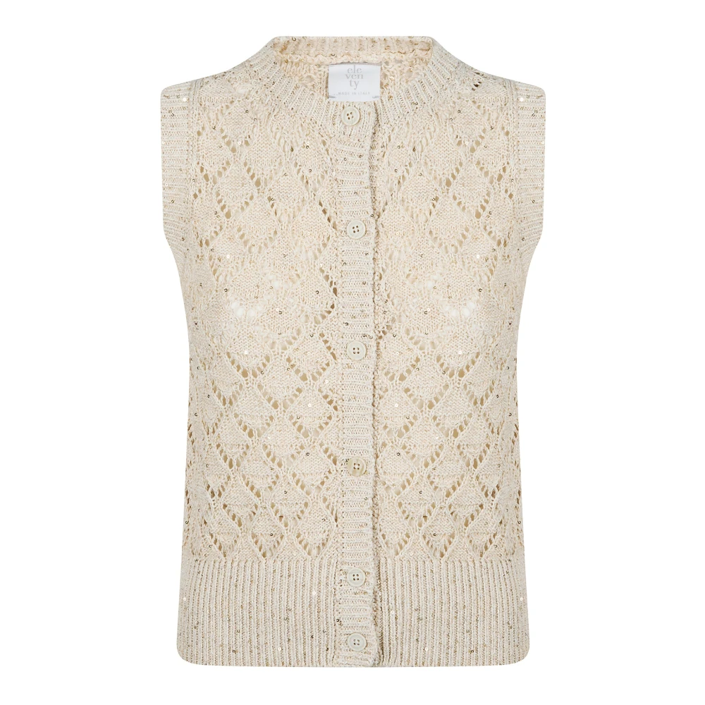 Eleventy Beige Gilet I Stickat