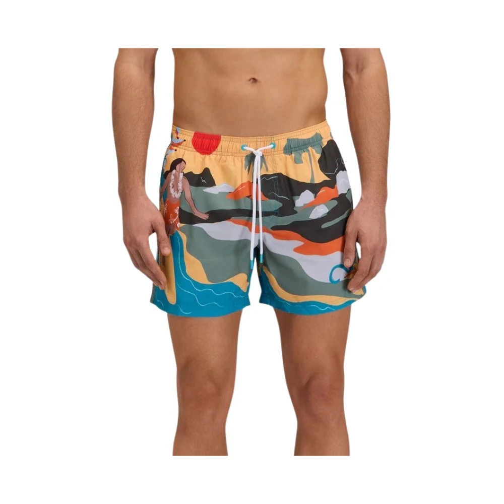 Sundek Men's Multicolor M504bdrt3g8 Boardshort - Beachwear - L - Swimwear