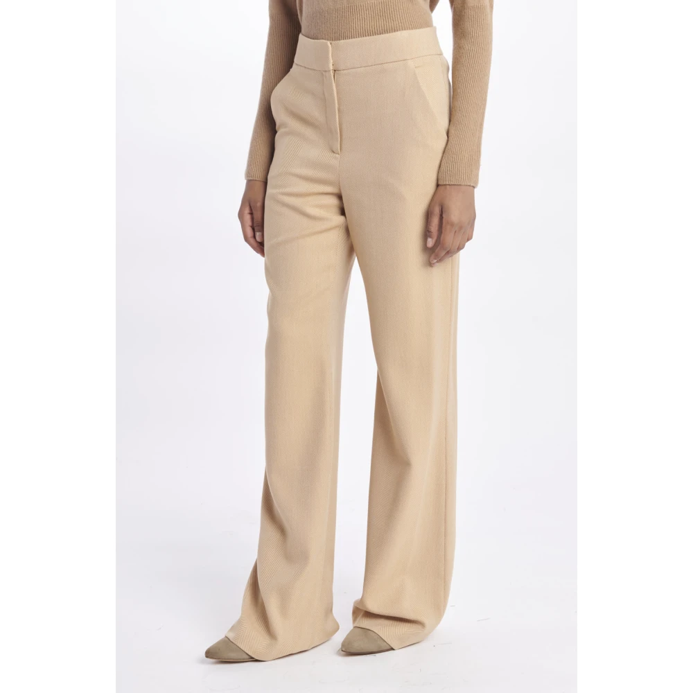 Veronica Beard Brede Broek met Barb Ontwerp voor Moderne Vrouw Beige Dames