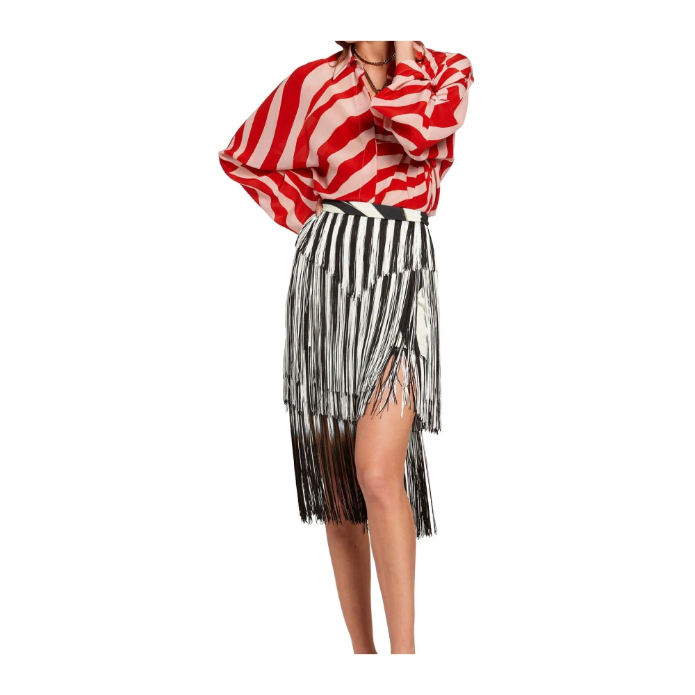 Roberto Cavalli Zebra Avantgarde Franje Rok Multicolor Dames