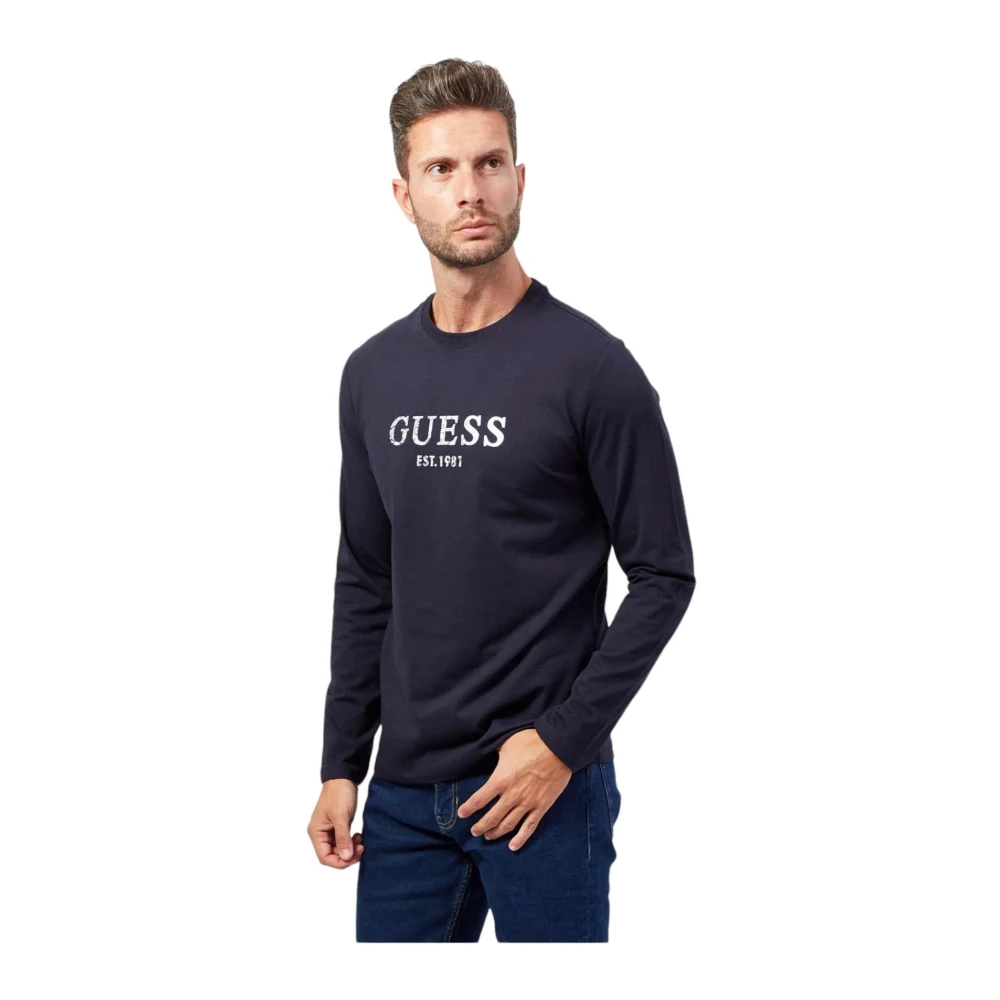 Guess Lange mouw T-shirt Blue Heren