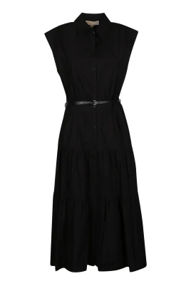 Belted Cotton Poplin Sleeveless Shirtdress