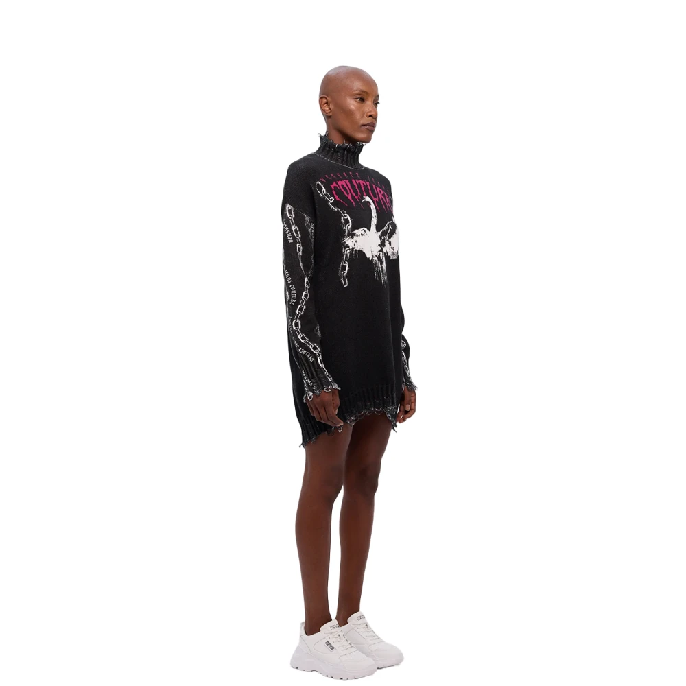 Versace Jeans Couture Goth Print Sweater Black Dames