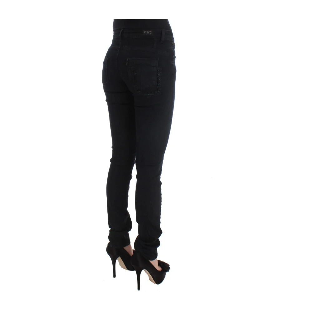 Costume National Slim Fit Designer Jeans in Zwart Black Dames