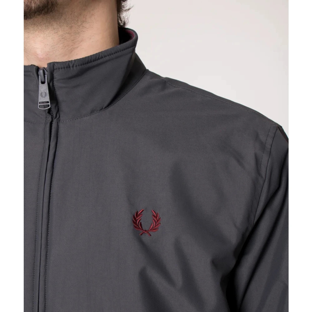 Fred Perry Sportieve Nylon Jas met Geribbelde Zoom Gray Heren