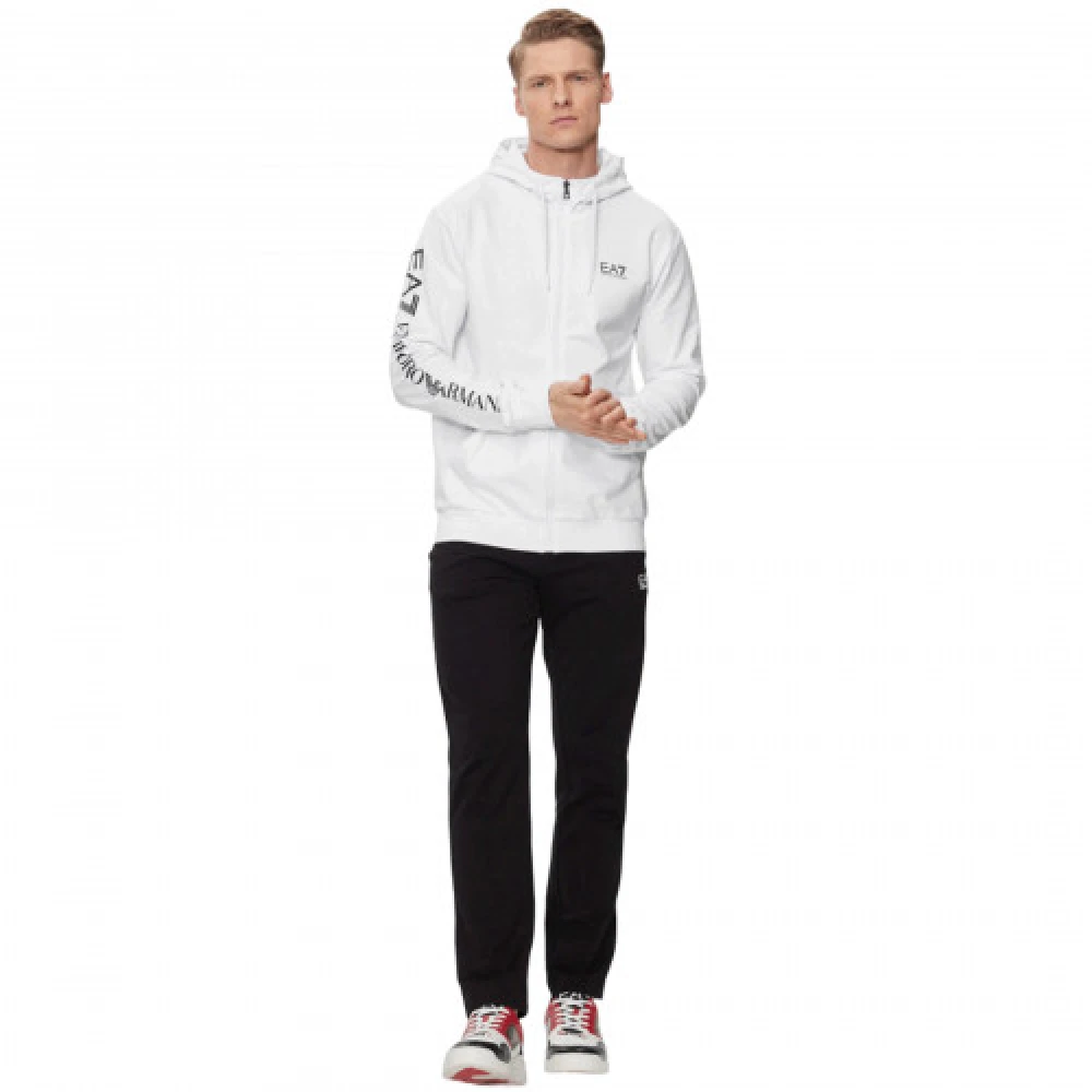 Emporio Armani EA7 Witte Armani Sweatshirt Zip Hoodie White Heren