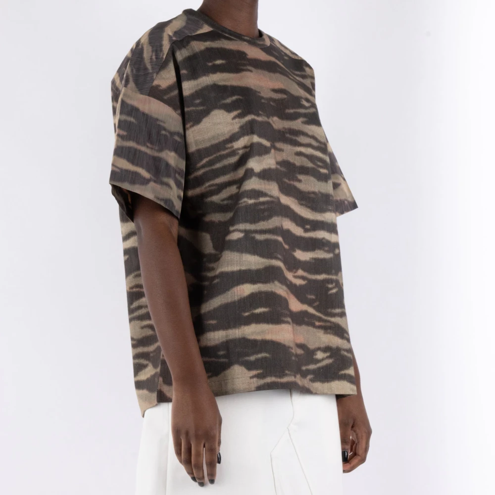 Jil Sander Tijgerprint Katoenen T-Shirt Brown Dames