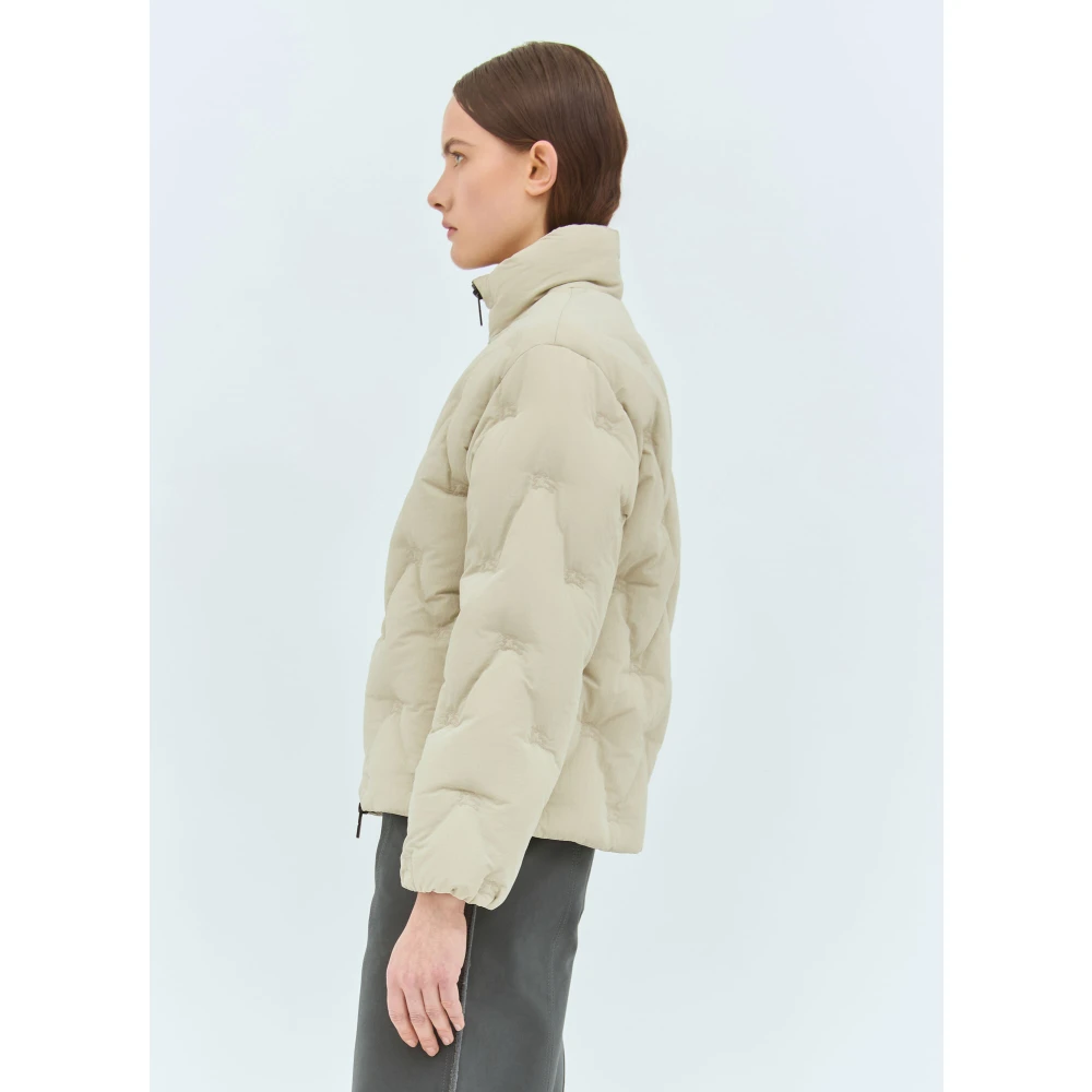 Burberry Gewatteerde Nylon Donsjas met Logo Gray Dames