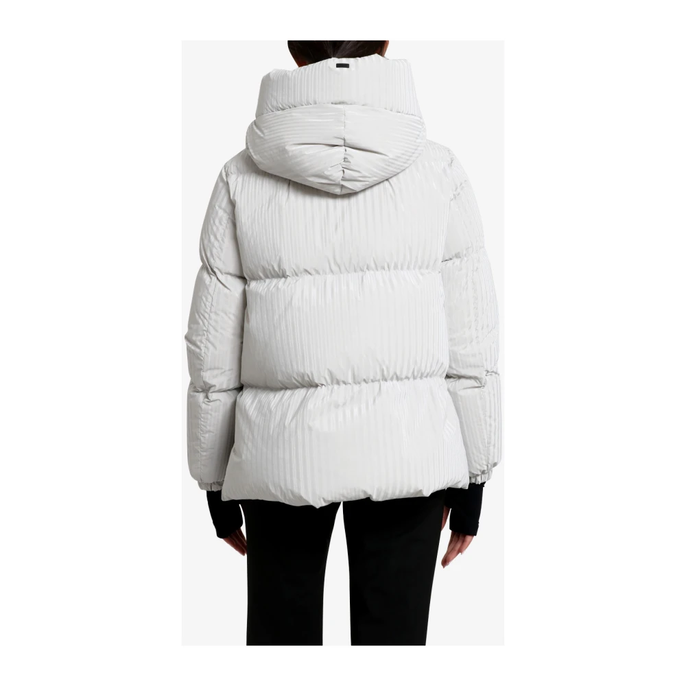 Herno Velvet Effect Hooded Down Jacket Gray Dames