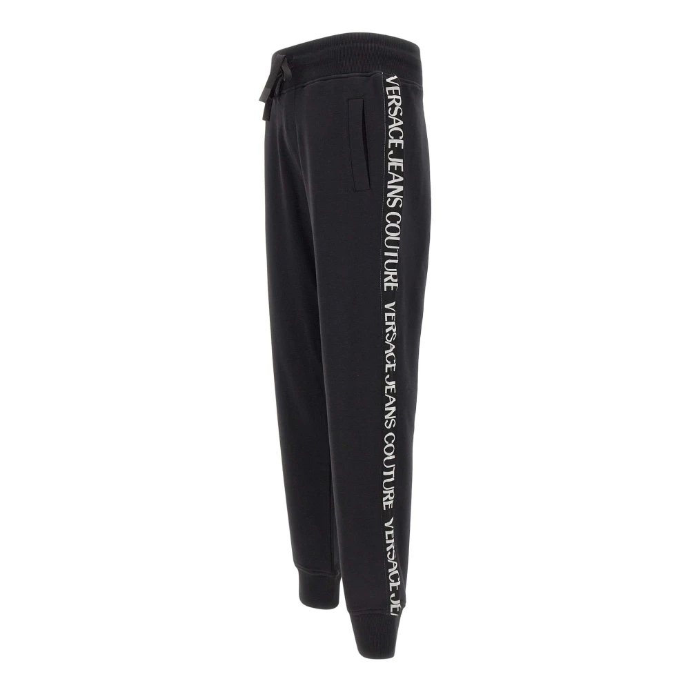 Versace Jeans Couture Zwarte Katoenen Jogger met Logoinzetstukken Black Heren