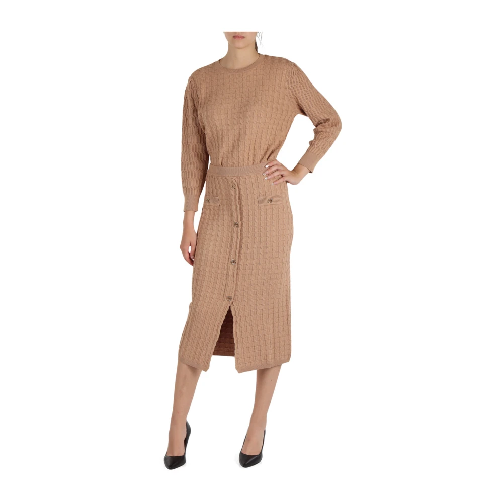 Twinset Gevlochten Viscose Trui Brown Dames