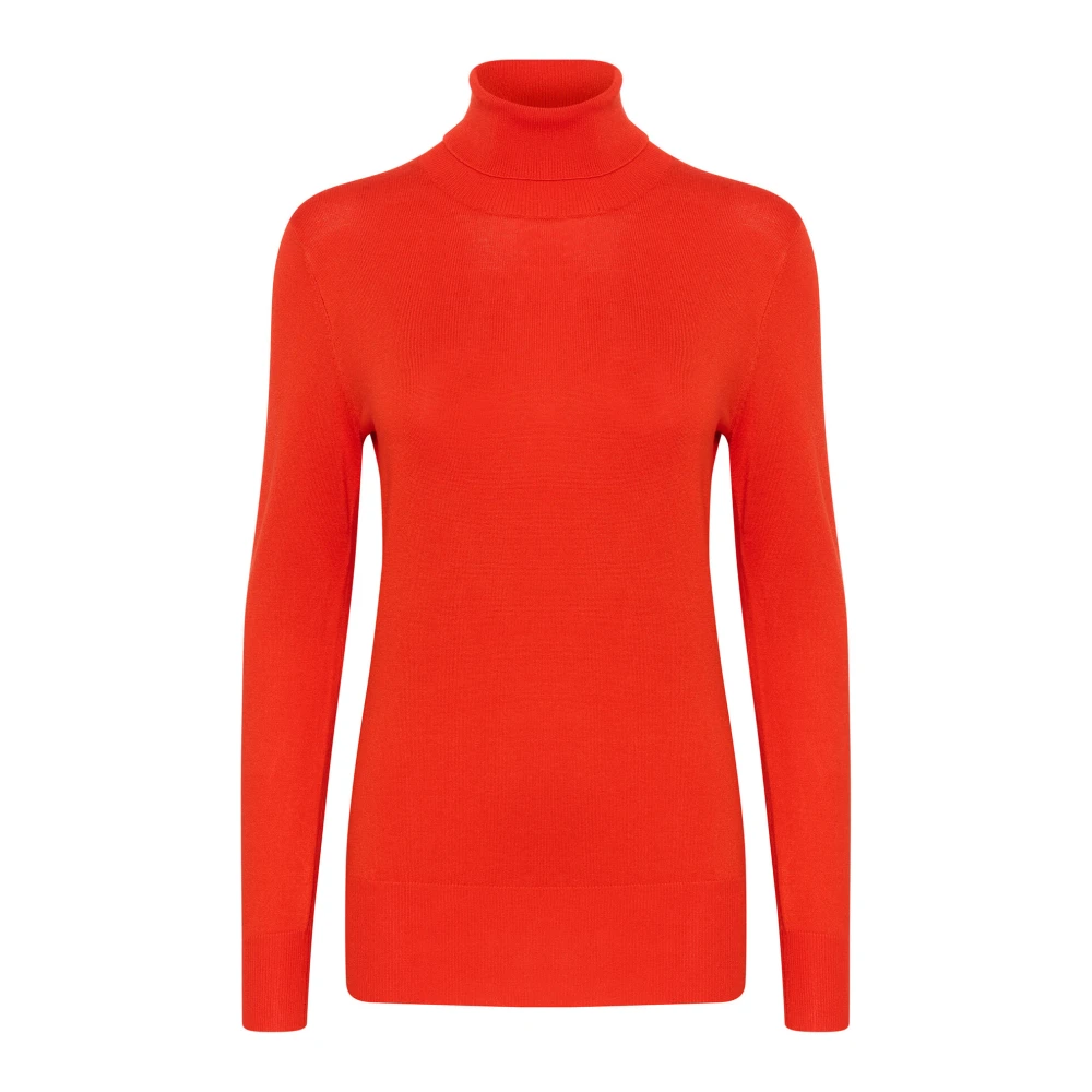 Kaffe Rolkraag Gebreid Fiery Red Dames