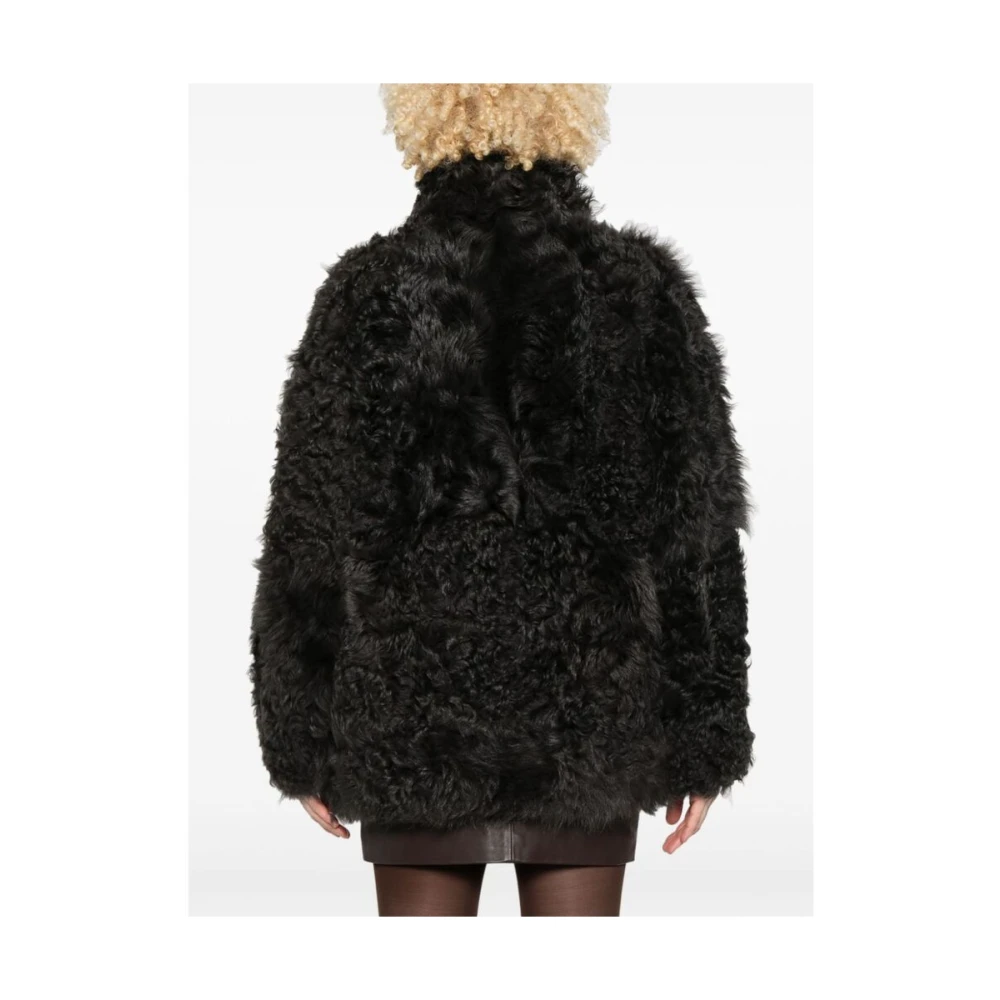 IRO Shearling Opstaande Kraag Jas Gray Dames