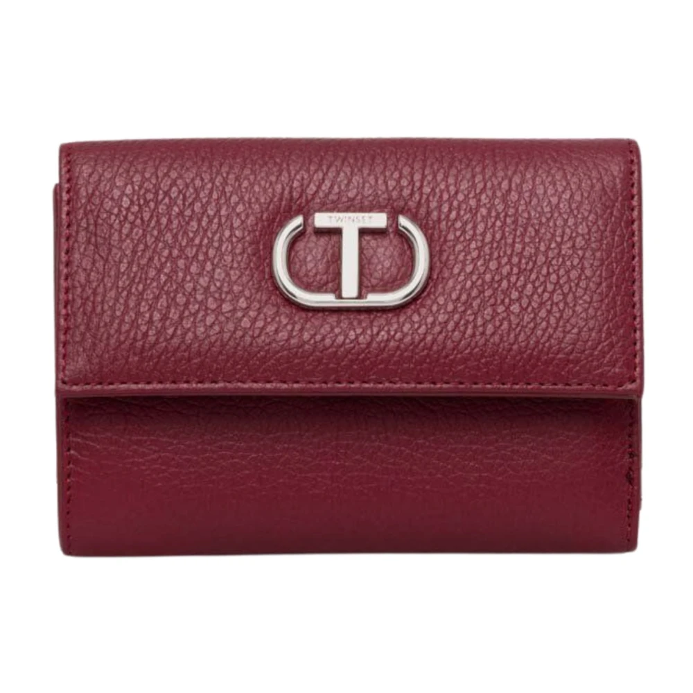 Twinset Bordeaux Leren Portemonnee Met Rits Red Dames