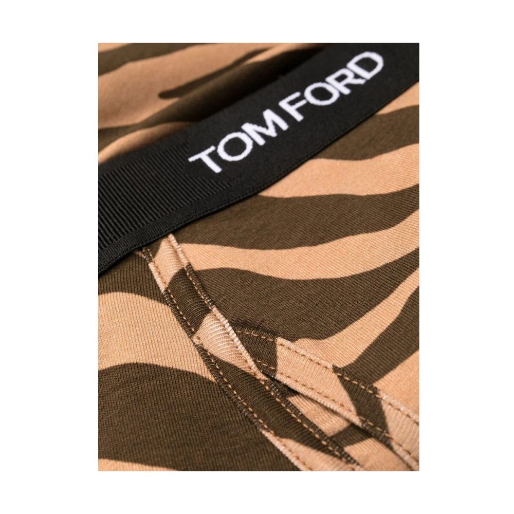 Tom Ford Zebra-Print Boxer met Logo Tailleband Brown Heren