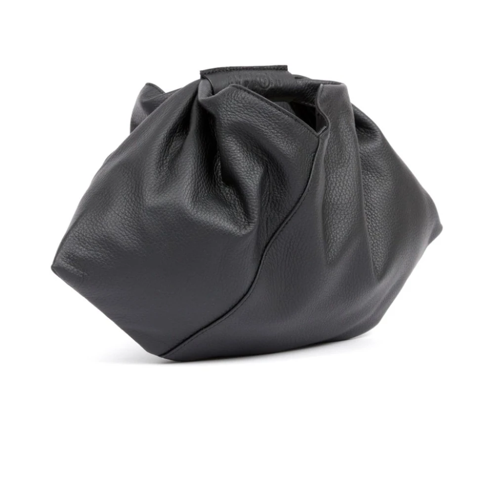 MM6 Maison Margiela Zwarte leren gedrapeerd ontwerp handtas Black Dames