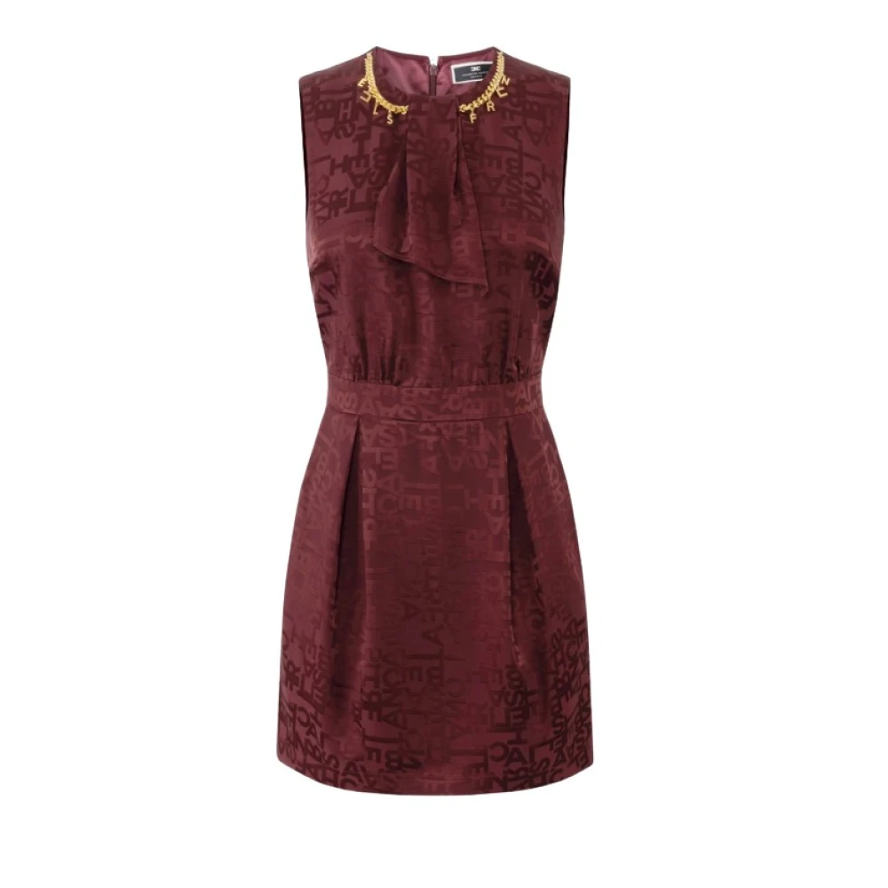 Elisabetta Franchi Bordeaux Crepe Jacquard Minijurk Red Dames