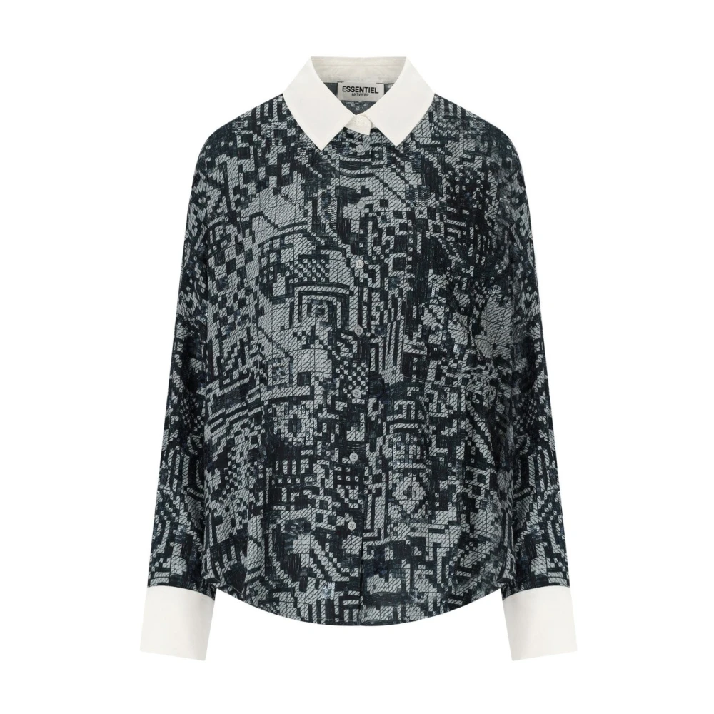 Essentiel Antwerp Galileo Petroleum Blue Sequin Shirt Blue Dames