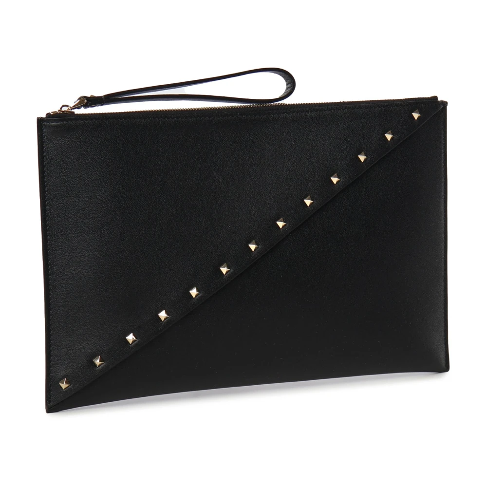 Valentino Garavani Zwarte Rockstud Leren Pouch met Studs Black Dames