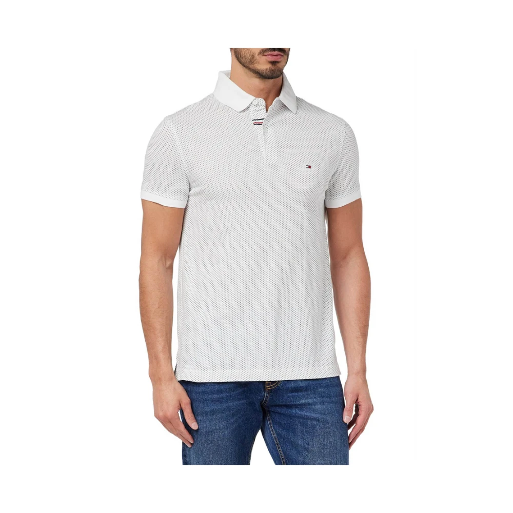 Tommy Hilfiger Micro Print Slim Polo Shirt White Heren